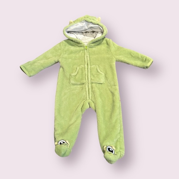Disney Other - Disney Baby Monsters Inc Mike Wazowski Hoodie Fleece Footies Size 3/6 Months